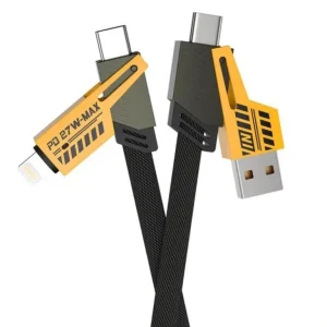 کابل شارژ دیتا 65W+27W بافته 3.3 فوتی 4 در 1(چهارمنظوره)(یک متری)