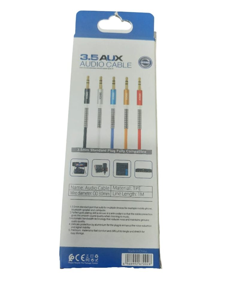 کابل انتقال صدا AUX دنوکس DENOX مدل DX-03 با روکش طلایی