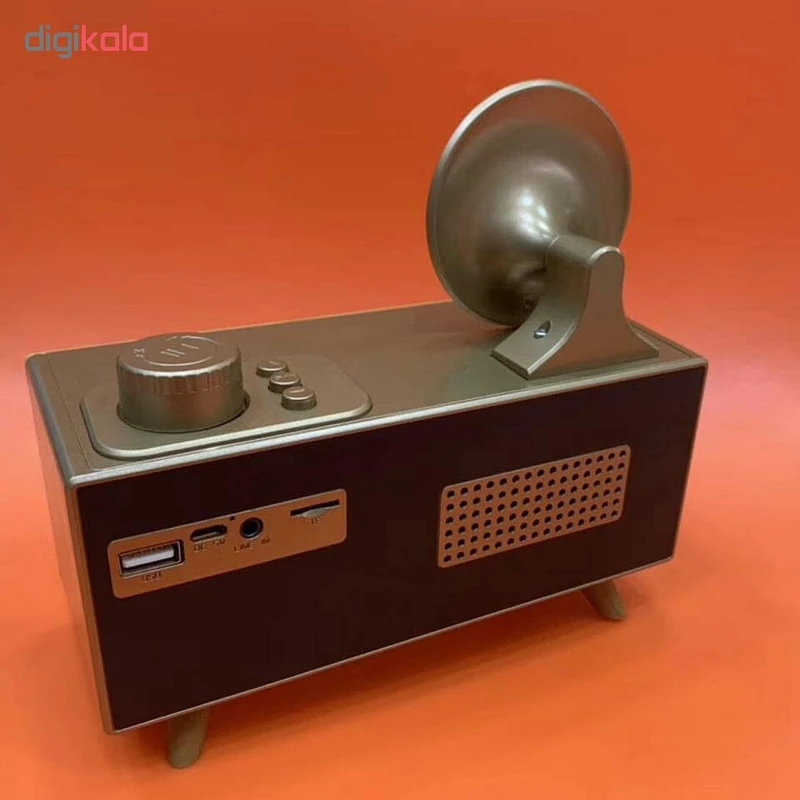 اسپیکر بلوتوثی رومیزی طرح کلاسیک رم و فلش خور Apollo مدل B6( رنگ: طرح چوب وبرنزی) - Image 2