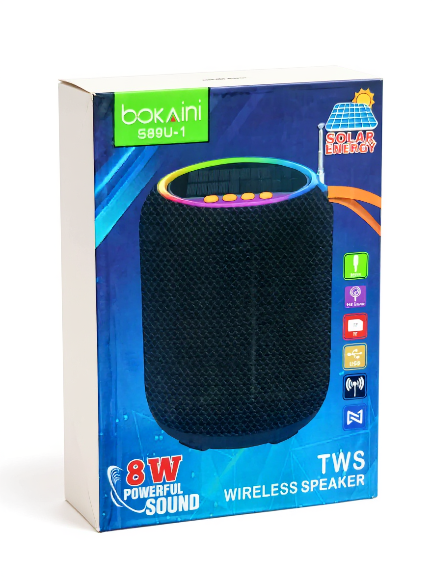 اسپیکر بلوتوثی خورشیدی قابل حمل Bokaini مدل S89U-1 TWS رنگ مشکی - Image 2